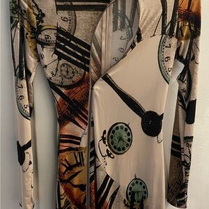 Women's Clock Print Long Sleeve Romper